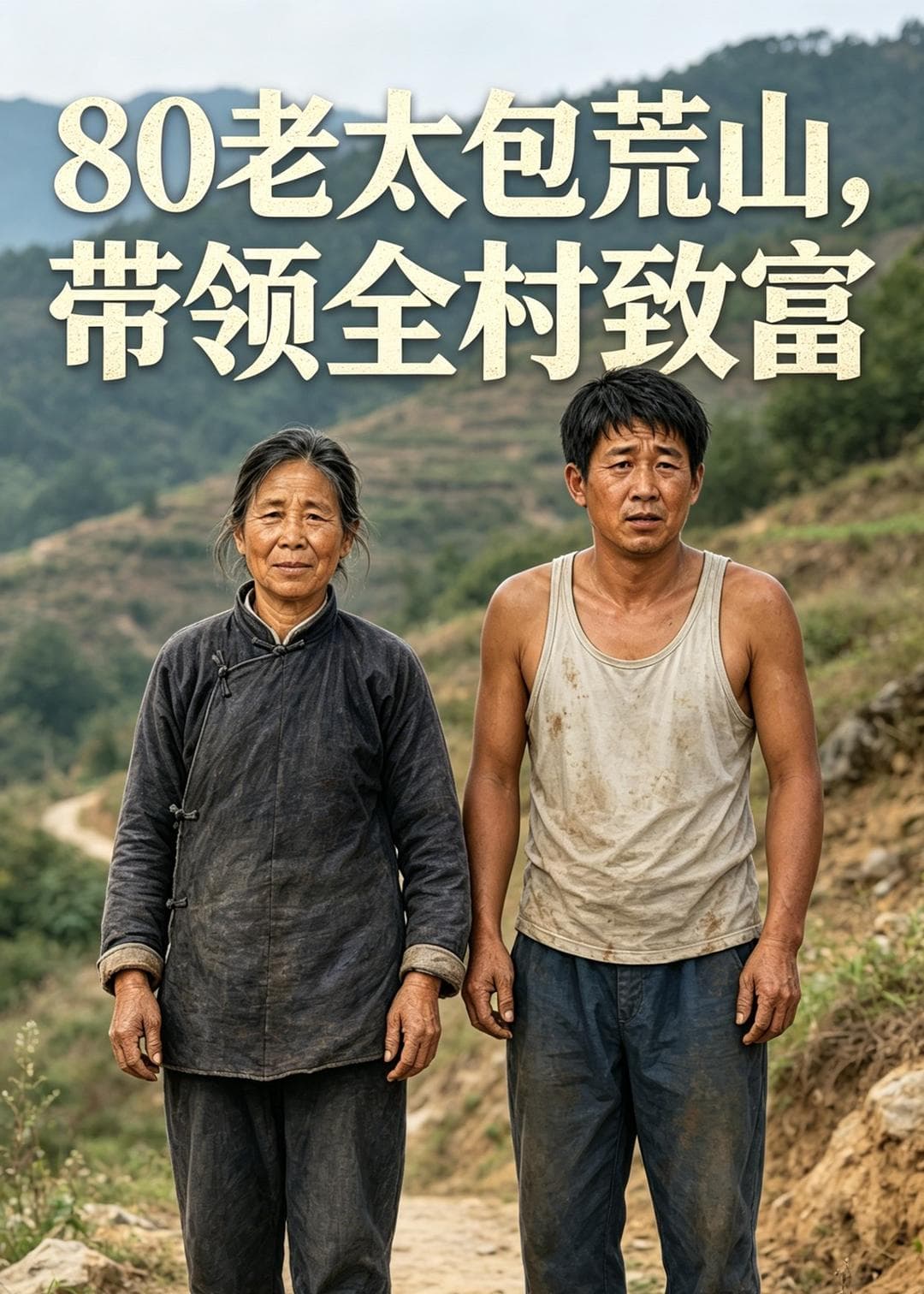 80老太包荒山，带领全村致富海报