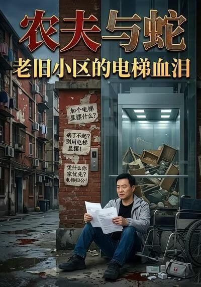 农夫与蛇，老旧小区的电梯血泪海报
